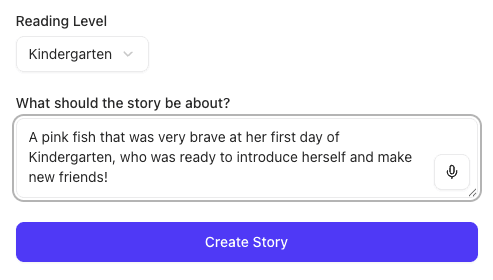Demo showing story creation form